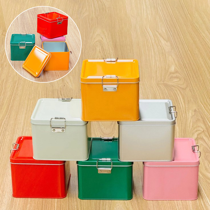 Commercial Kitchen Utensil Organizer - Scatola Quadrata in Latta per Biscotti